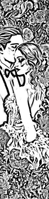 Free colorable bookmarks of a ballroom dancing romance couple